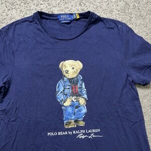 Polo Ralph Lauren men's t-shirt size M blue Polo Bear Cotton fancy trendy modern